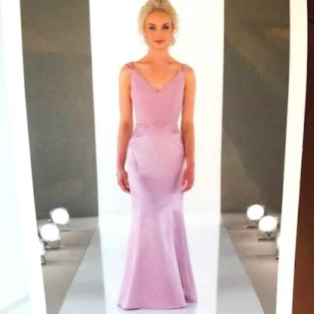 NWT SORELLA VITA Satin and Chiffon Fit & Flare Gown Maxi Dress Vintage Rose 14